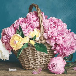 Image of Peony Basket – Luncheon Napkin