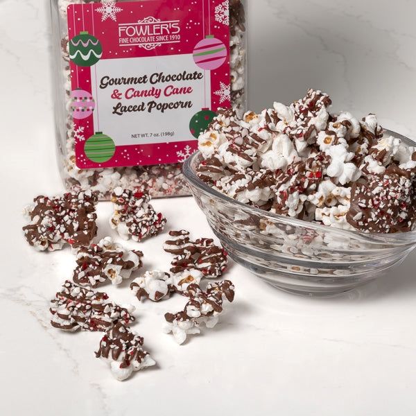 Image of Gourmet Chocolate & Candy Cane Laced Popcorn
