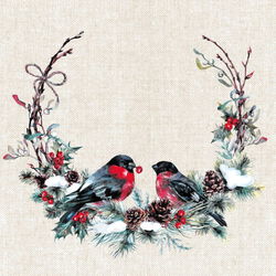 Image of Birds in Wreath Luncheon Napkin