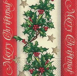 Image of Napkin Luncheon Holly Border