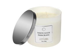 Image of White Suede: 14oz 3 Wick Luxe Scented Candle w/lid