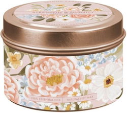 Image of Tin Candle Floral Pink Strength & Dignity Prov. 31:25