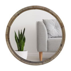 Image of Round Rattan Mirror