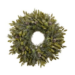 Image of 15′ Glittered Pine w/ Leaves & Pinecones Wreath
