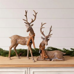Image of Brown Deer with Scarves and Bells (Set of 2)