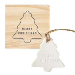 Image of Face to Face Ceramic Ornament – Tree – Merry Christmas