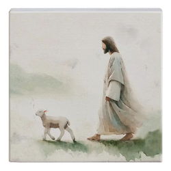 Image of Jesus Walking Lamb – Small Talk Square