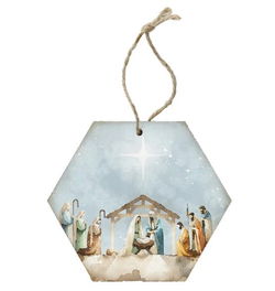 Image of Watercolor Nativity Scene Ornament