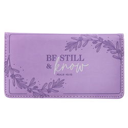 Image of Checkbook Wallet Purple Be Still & Know Ps. 46:10
