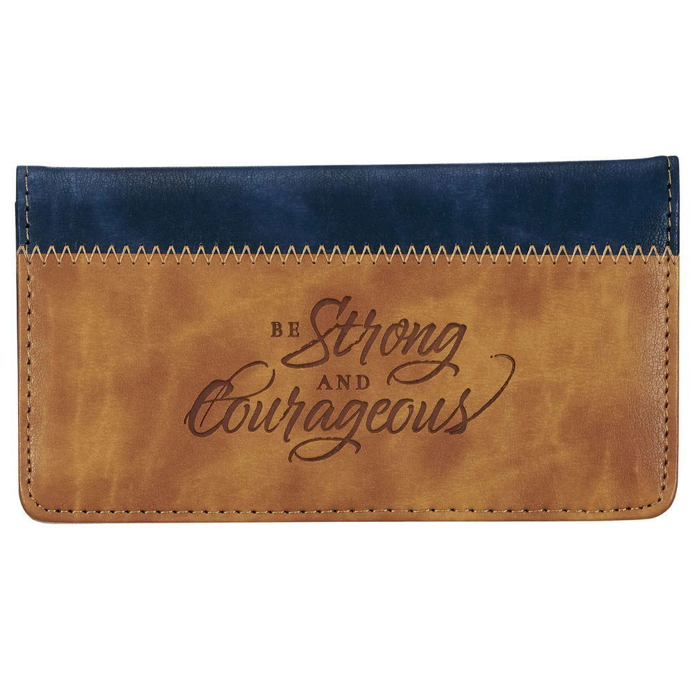 Image of Checkbook Wallet Two-tone Strong & Courageous Josh. 1:9