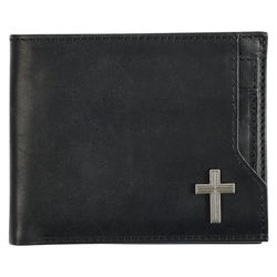 Image of Wallet Leather Black Cross Badge
