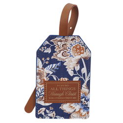 Image of Luggage Tag Navy/Brown All Things Phil. 4:13