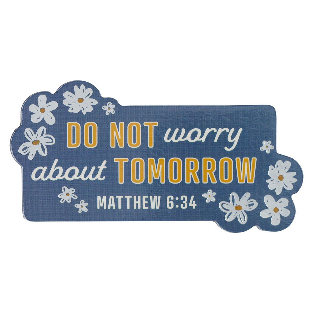 Image of Magnet Blue Floral Do Not Worry Matt. 6:34