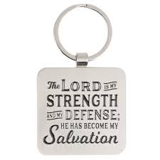 Image of Strength and Defense Lion Silver Metal Keychain – Exodus 15:2
