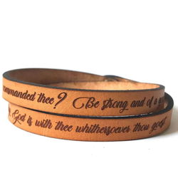 Image of Joshua 1:9 Double Wrap Leather Bracelet – Scripture Bracelet