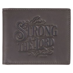 Image of Wallet Leather Gray Strong in the Lord Eph. 6:10
