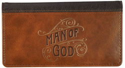 Image of Checkbook Wallet Brown Two-tone Man of God 1 Tim. 6:11