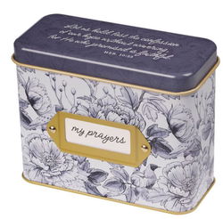 Image of Cards In Tin Blue Floral My Prayers 1 Thess. 5:16-18