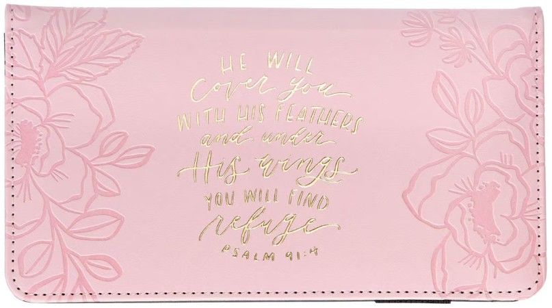Image of Checkbook Wallet Pink He Will Cover You Ps. 91:4