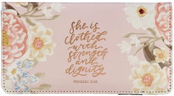 Image of Checkbook Wallet Pink Strength & Dignity Prov. 31:25