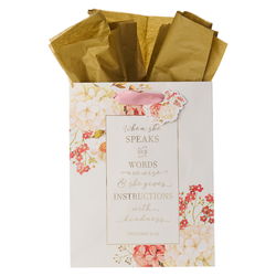 Image of Gift Bag MD Cream/Gold When She Speaks Prov. 31:26