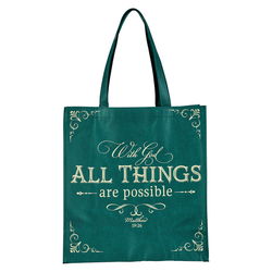 Image of Tote Green With God All Things Matt. 19:26