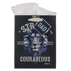 Image of Gift Bag MD Black/White Strong & Courageous Dad Josh. 1:9