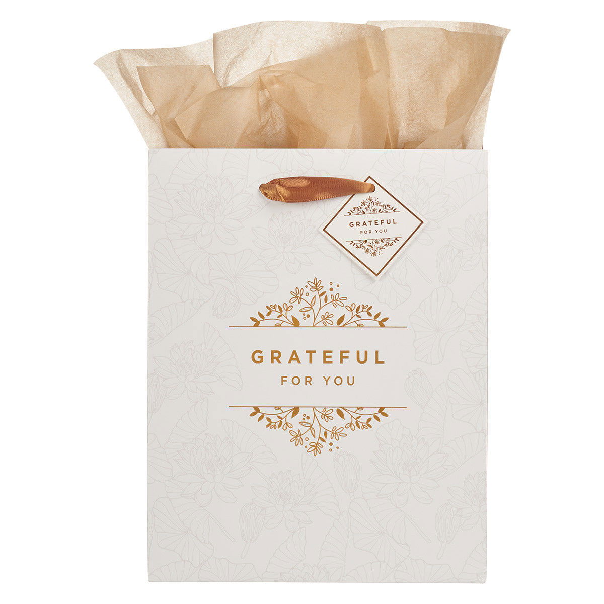 Image of Gift Bag MD White/Gold Grateful for You