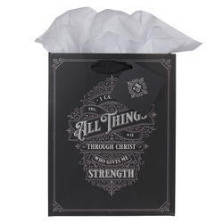 Image of Gift Bag MD Black/White All Things Through Christ Phil. 4:13