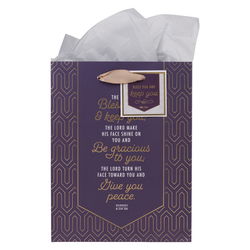 Image of Gift Bag MD Purple/Gold/White Bless You & Keep You Num. 6:24-26