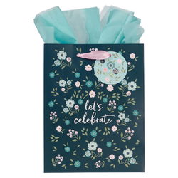 Image of Gift Bag MD Blue/Pink Let’s Celebrate Ps. 107:4