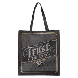 Image of Trust in the Lord Chacoal and Gold Reusable Shopping Tote Bag – Proverbs 3:5
