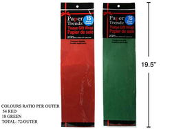 Image of Paper T. Xmas 15-Sheet Red/Green Tissue, 18’x18′, 54-Red/18-Green