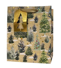 Image of Paper T. Xmas DLX Gift Bag, Trees, Large, 10.25″x12.6″x4.7″