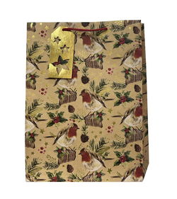 Image of Paper T. Xmas DLX Gift Bag, Birds,  Jumbo, 12.2’x16.5’x4.7′