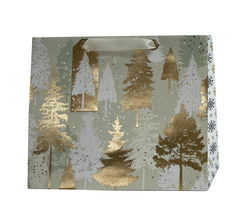 Image of Paper T. Xmas DLX Gift Bag, Gold  Tree, Large, 12.2’x10.25’x4.7′