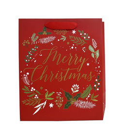Image of Paper T. Xmas DLX Gift Bag, Merry,  Large, 10.25’x12.6’x4.7′