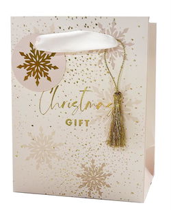 Image of Paper T. Xmas DLX Gift Bag, Small,  Hot Stamp, j-hook+tag+tassel
