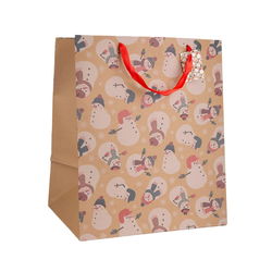 Image of Paper T. Xmas Gift Bag, X-Wide, Kraft,  j-hook + tag