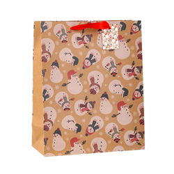 Image of Paper T. Xmas Gift Bag, Large, Kraft,  j-hook + tag