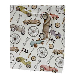 Image of Gift Bag, Large, Vintage Cars, Matte
