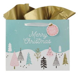 Image of Gift Bag LG Landscape Merry Christmas Pastel Luke 2:14