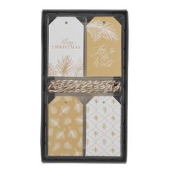 Image of Gift Tags 16pc Christmas Gold/White