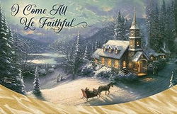 Image of Cards Christmas Come All Ye Faithful Thomas Kinkade18/box