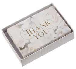Image of Boxed Cards Thank You White Roses