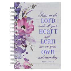 Image of Trust in the Lord Purple Floral Garland Large Wirebound Journal – Proverbs 3:5