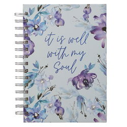 Image of Purple Posies It Is Well With My Soul Large Wirebound Journal