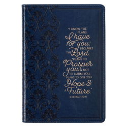 Image of I Know The Plans Floral Trellis Blue Faux Leather Classic Journal  – Discontinue
