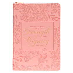 Image of Strenght & Dignity Pink Journal with Zipper Enclosure