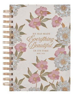 Image of Journal Spiral-bound White Floral Everything Beautiful Ecc. 3:11